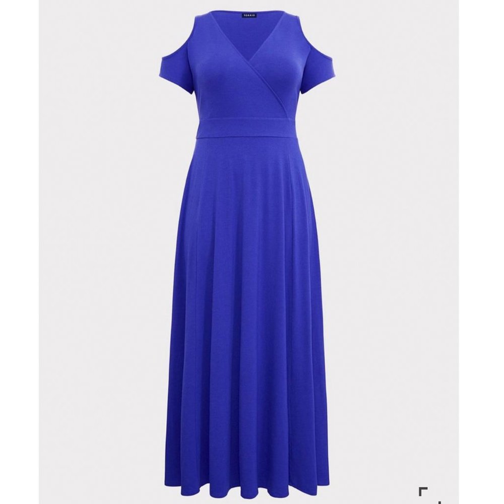 Electric Blue Jersey Cold Shoulder Maxi Dress - TORRID